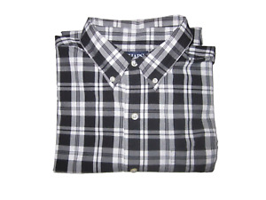 Ralph Lauren CHAPS Long Sleeve Shirt Button Front  Black & White Plaid Size L