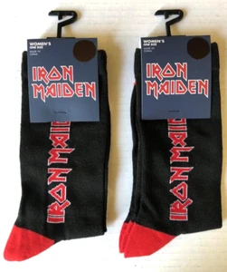 IRON MAIDEN Rock Band 2 Pairs Officially Licensed Crew Socks Size 6-9.5 Women's - Picture 1 of 2