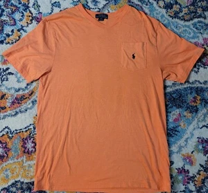 BOY'S POLO RALPH LAUREN V NECK TEE SHIRT XL ( 18-20 ) ORANGE T SHIRT pocket - Picture 1 of 6