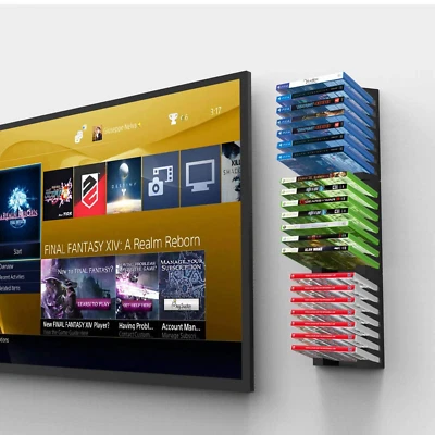 Estuche para Videojuegos Estante de Pared de Almacenamiento con Montaje en Pared para Juegos, DVD, Blu-Rays Foto 1 de 4