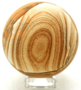 Maravillosa ESFERA DE ARENISCA TALLADA PULIDA UTAH fósil ORB mármol sobre soporte - Imagen 1 de 5
