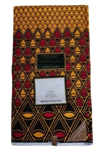 Mustard Red Ankara Hollandaise Veritable Dutch Wax 100% Cotton 6 Yards - Picture 1 of 6