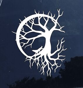 Crescent Moon wolf Tree of Life Vinyl Sticker Decal High Quality Arborist Zen