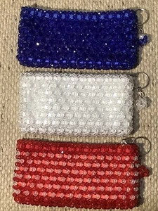 Hand Made Beaded Lined Zippered Purse / Clutch Bag 16cm x 8.5cm - Picture 1 of 11