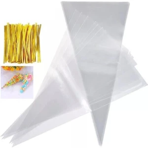 Clear Cellophane Cone Sweet Bags Small Large Birthday Party Gift Bags FREE SHIP - Picture 1 of 10