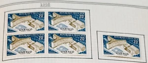 UNESCO Opening In Paris Block of 4 Mint Stamps Plus Single Stamp Issued in 1958 - Picture 1 of 1