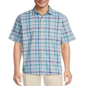 Tommy Bahama Herren Sky Ripple Check Kurzarm Webhemd, Blau, L - Bild 1 von 4