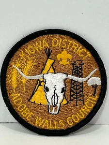 Boys Scout Kiowa District Adobe Walls Council Longhorn Skull 1970s TX Patch BSA - Picture 1 of 3