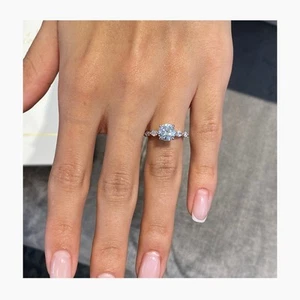 Diamond Women Ring F VS1 IGI Certified Round 2.07 Ct Lab created 14K White Gold - Picture 1 of 11