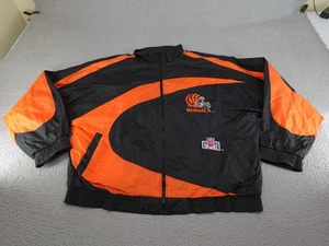 Vintage Cincinnati Bengals Bomber Jacket Mens XL Black NFL Pro Player 90s - Picture 1 of 15