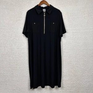 Vestido Anne Klein Mujer Plus 3X Negro Cuello Logo Cremallera Oficina Profesional - Imagen 1 de 13