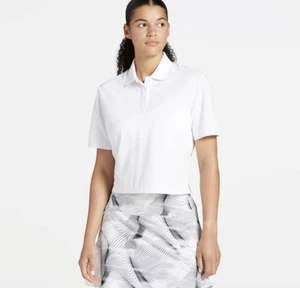 CALIA Pique Cropped Short Sleeve Golf Polo Shirt - white Size XS - Picture 1 of 4