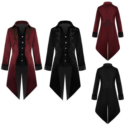 Disfraz de Halloween para hombre Abrigo Victoriano Chaqueta Steampunk Gótico Abrigos Largos Foto 1 de 4