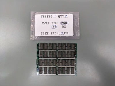 (4) Memorias SIMM EDO de 16 MB, memorias RAM de 72 pines (64 MB en total) Foto 1 de 3