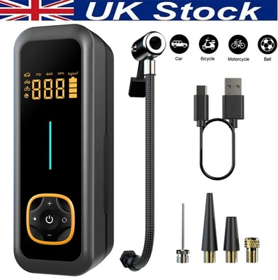 Car Tyre Inflator Cordless Digital USB Rechargeable Tire Air Compressor Pump Set - Image 1 of 4