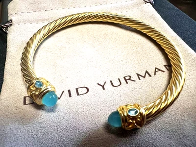 PerfectDavldYruman/Drman/Genderless/Spiral Silver Green Stone Bracelet M 7.5" - Image 1 of 4