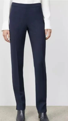 Pantalones de vestir LAFAYETTE 148 para mujer Bleecker cremallera lateral talla 8 azul marino liso Foto 1 de 4