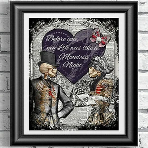 IMPRESIÓN ARTÍSTICA EN PÁGINA ORIGINAL DE LIBROS ANTIGUOS Diccionario gótico victoriano de amor de San Valentín - Imagen 1 de 4