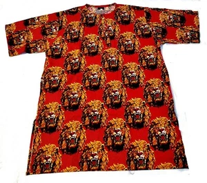 Red Traditional Lion Head Isiagu Ichie Men's Top Wt Chain Buttons.Flannel Cotton - Picture 1 of 3