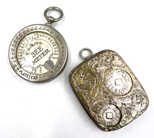 Antique Silver Plated Coin Case & Watkins Exposure Bee Meter - Picture 1 of 11