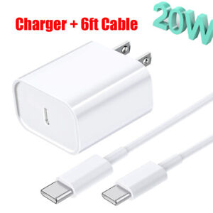 20W PD USB-C Fast Wall Charger Type-C Cable For Apple iPad Pro 12.9-in.(6th gen)