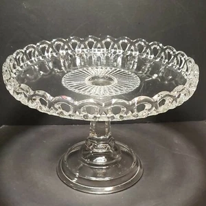 Vintage Lead Crystal Open Lace Cake Dessert Stand Holder 10.25" x 7" T **READ - Picture 1 of 5