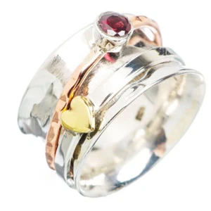 Anillo giratorio de ansiedad hilandero de plata esterlina 925 natural mediación cardíaca c46 - Imagen 1 de 1