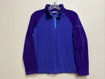 Pulôver de lã Columbia feminino tamanho grande 14/16 roxo perivinkle 1/4 zíper - Imagem 1 de 4
