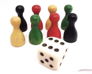 Vintage 8 x Wooden Coloured Pawns 23,6mms ( 0,93") Playing Pieces Board Game - Picture 1 of 10