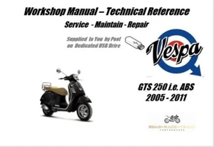 Vespa GTS 250ie ABS Service Repair Workshop Manual USB 2005 - 2011 - Picture 1 of 11