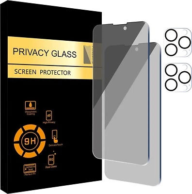 Paquete de 2+2 Protector De Pantalla Privacidad Vidrio Templado Para iPhone 14 Pro Max Foto 1 de 4