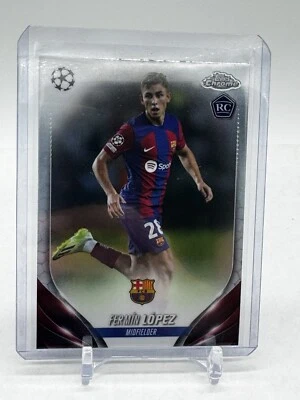 2023-24 Topps Chrome UEFA Soccer Fermín López Rookie Card 38 Barcelona FC - Image 1 of 2