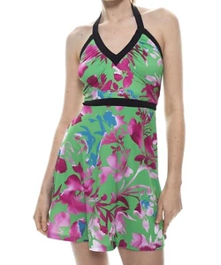 KAREN MILLEN • Green Floral Drape Jersey Mini Dress Sz 8-10 UK. BNWT. #21 - Picture 1 of 6