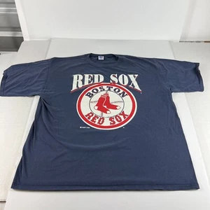 VTG 90s Russell MLB Boston Red Sox Shirt Adult Extra Extra Large Blue Faded Tee - Picture 1 of 12