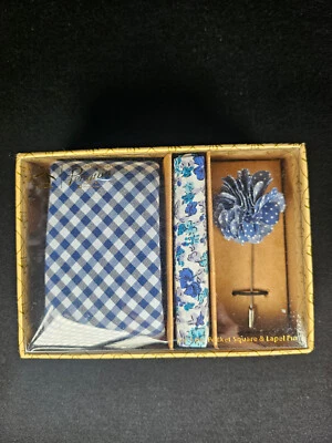 The Original Penguin Masculino 3 Peças Padrão Azul Marinho Gravata Bolso Quadrado e Broche de Etiqueta - Imagem 1 de 4