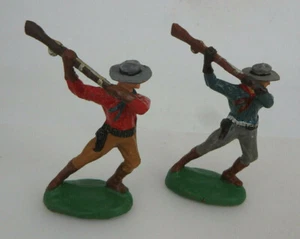 2mal Elastolin 6965 Wildwest Figur Cowboy schlagend ab 1950 (88264) - Picture 1 of 11