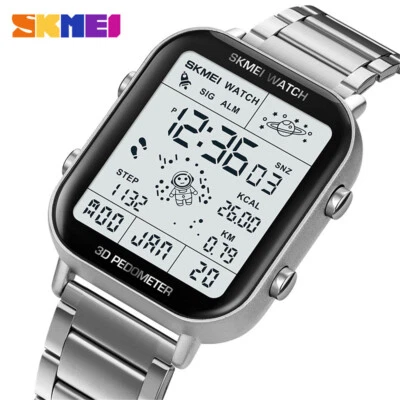SKMEI Sport Watch Men Astronaut Dial Digital Wristwatch Male Steel LED Watches - Image 1 of 4