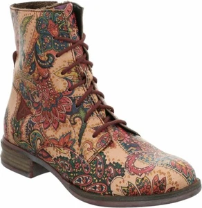 Josef Seibel Leather Print Sanja 01 Boots Carmin NEW NIB Womens Size 37 Faux Fur - Picture 1 of 13