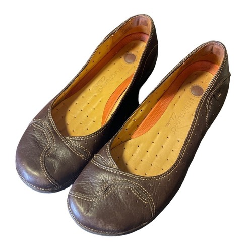 Scarpe basse Clarks strutturate marrone morbida pelle punta tonda comode taglia 7 5