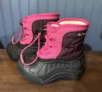 Bota de neve Columbia infantil menina powderbug snowlite renda rosa tamanho 9 quente - Imagem 1 de 4