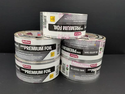 Nashua Premium Foil Tape 324A, 2.5 in. x 60 yd. Heavy Duty Pack Of 5 Rolls