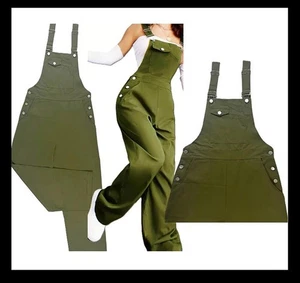 New Wide Leg Overalls Jumper Coverall Green Romper Suspenders, Plus XL Grunge - Picture 1 of 6