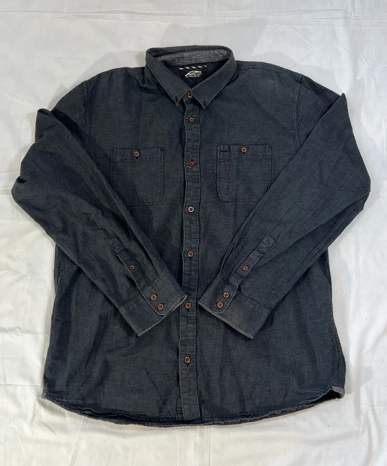 Vans Shirt Mens XL Gray Long Sleeve Button Up Casual Double Pocket Skate Style - Image 1 of 4