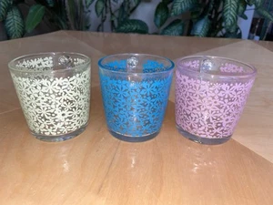 3 Vintage Retired Ikea Godta Glas Kaffeetassen Tassen Rosa Aqua Gelb Frankreich Selten - Bild 1 von 8
