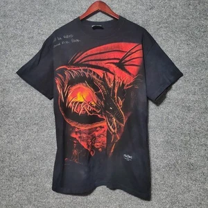 Skulbone Fire Dragon Shirt Mens M 2007 Medieval Gothic Mystical Fantasy Grunge - Picture 1 of 9