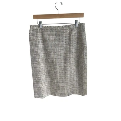 Falda Lápiz Preston & York Tweed Talla 8 Beige Metálico Glamour Princesa Diana Chic Foto 1 de 4