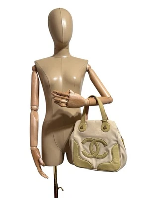 Vtg Chanel Green CC Logo Canvas Bag - Image 1 of 4