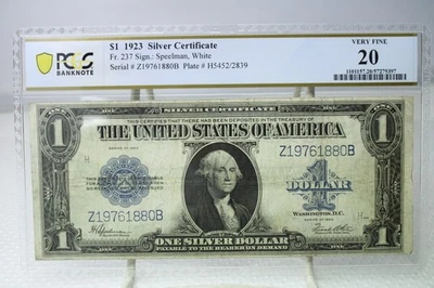 1923 $1 Silver Certificate Fr.237 PCGS 20 No Comment #1880 - Image 1 of 2