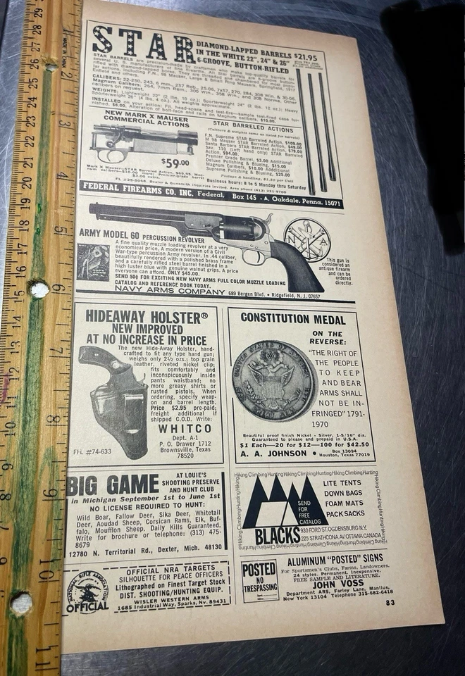 NAVY ARMS Black Powder Model 1860,  Army REVOLVER AD Advertising #5524 - Image 1 of 1