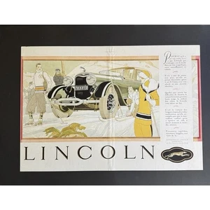 20er Jahre L'Illustration Lincoln 2-seitige Werbung genäht und auf Rückseite montiert - Bild 1 von 13